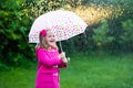 Little girl with umbrella in the rain Royalty Free Stock Photo