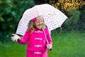 Little girl with umbrella in the rain Royalty Free Stock Photo