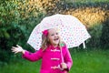 Little girl with umbrella in the rain Royalty Free Stock Photo