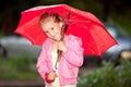 Little girl under an umbrella Royalty Free Stock Photo