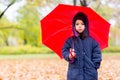 Little girl under umbrella Royalty Free Stock Photo