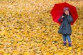 Little girl under umbrella Royalty Free Stock Photo