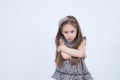 Little girl with upset emotion. Unhappy and upset child. Toddler in bad mood. Emotional girl. Angry emotions. Royalty Free Stock Photo