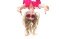 Little girl upside down