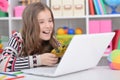 Little girl using modern laptop Royalty Free Stock Photo