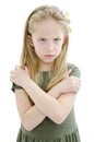 Little girl in very bad mood. Angry, sad young girl. Royalty Free Stock Photo