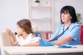 Little girl visiting old female doctor Royalty Free Stock Photo