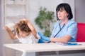 Little girl visiting old female doctor Royalty Free Stock Photo