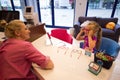 Little girl visiting optician