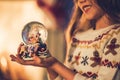 Little girl waiting for Christmas Royalty Free Stock Photo