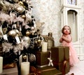 Little Girl Waiting Christmas Gifts