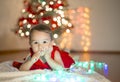 Little girl waiting for Santa Claus Royalty Free Stock Photo
