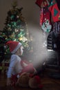 Little girl waiting Santa Claus Royalty Free Stock Photo