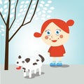 Little girl walking dog Royalty Free Stock Photo