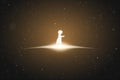 Little girl walking. Lonely child silhouette. Glowing outline in space