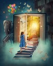 Little girl walking up stairs Royalty Free Stock Photo