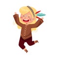 Little Girl with War Paint as Ethnic American Indian Dancing Vector Illustration Royalty Free Stock Photo