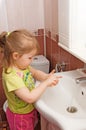 The little girl washes hands Royalty Free Stock Photo