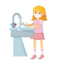 Little girl washes hands with soap. Prevention against coronaVirus, Infection.