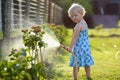 Little girl watering plants in the garden Royalty Free Stock Photo