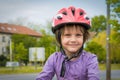 Little Girl Wear Sports Helmet Royalty Free Stock Photo