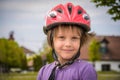 Little Girl Wear Sports Helmet Royalty Free Stock Photo