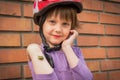 Little Girl Wear Sports Helmet Royalty Free Stock Photo