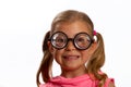 Little girl wearing big round glasses Royalty Free Stock Photo