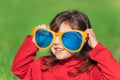 Little girl wearing big sunglasses Royalty Free Stock Photo