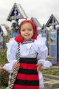 Little girl wearing Romanian traditional clothing, Maramures