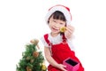 Little girl wearing santa claus red dress Royalty Free Stock Photo