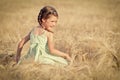 Little girl in wheat field Royalty Free Stock Photo