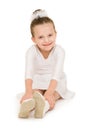 Little girl in white ball gown