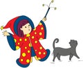 Little girl witch with cat Royalty Free Stock Photo