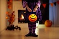 Kids in witch costume on Halloween trick or treat Royalty Free Stock Photo