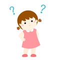 Little girl wondering cartoon character Royalty Free Stock Photo