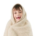 Little girl, wrapped in a blanket Royalty Free Stock Photo