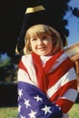 Little Girl Wrapped in U.S. flag