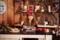 Little girl writes a letter to Santa Claus. Royalty Free Stock Photo