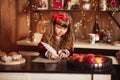 Little girl writes a letter to Santa Claus. Royalty Free Stock Photo