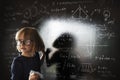 Little Girl Writing Blackboard Concept Royalty Free Stock Photo