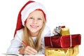 Little girl writing a letter to Santa Claus Royalty Free Stock Photo