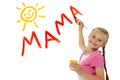 Little girl writing word Mama Royalty Free Stock Photo