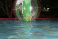 Little girl in Zorb in the pool