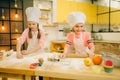 Little girls chefs with rolling pins, funny bakers Royalty Free Stock Photo