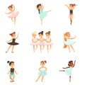 Little Girls Dancing Ballet In Classic Dance Class, Future Professional Ballerina Dancers Royalty Free Stock Photo