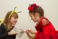 Little girls fighting and shared doll Royalty Free Stock Photo