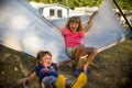 Little girls having fun on hammock Royalty Free Stock Photo