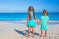 Little girls having fun during tropical beach Royalty Free Stock Photo