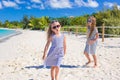 Little girls having fun during tropical beach Royalty Free Stock Photo